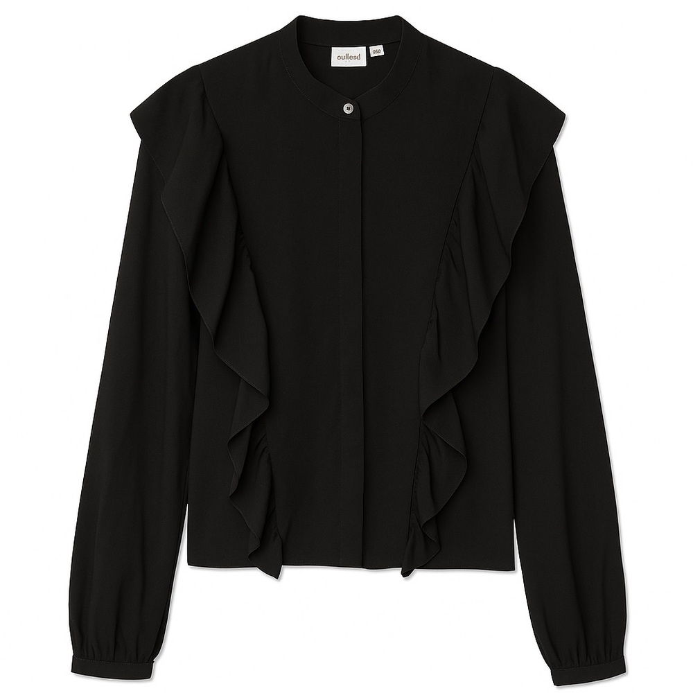 Aritzia Wilfred Black Silk and Polyester Ruffled Blouse Size XXS - Picture 2 of 9